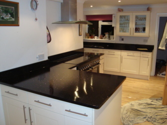 Star Galaxy granite kitchen makeover. New tops, sink and hob. Bordon Hampshire.