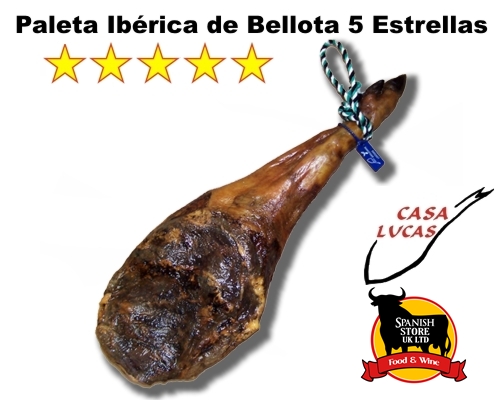 SPANISH JAMON IBERICO DE BELLOTA 5KG SPANISH IBERIAN HAM ACORN 5 STARS. 24 MONTHS CURED.