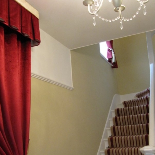 Custom Made Velvet Curtains Box Pleated Valance With Flat Contrasting Border In Worthing