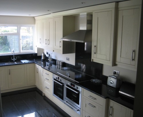 Granite worktops and floor tiles with full kitchen design and project management for Mr Brymer