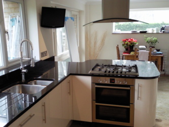 New absolute black kitchen granite worktops in Farnham , Surrey.