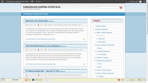 Offers and Sales Blog Screen Grab http://www.pandadragon.co.uk/Shopping_Offers_Blog/