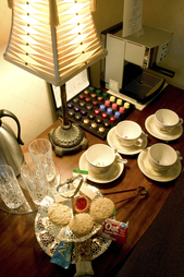 Complimentary tea, coffee and snacks