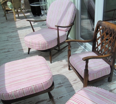 Custom made piped cushions in a conservatory in Goring