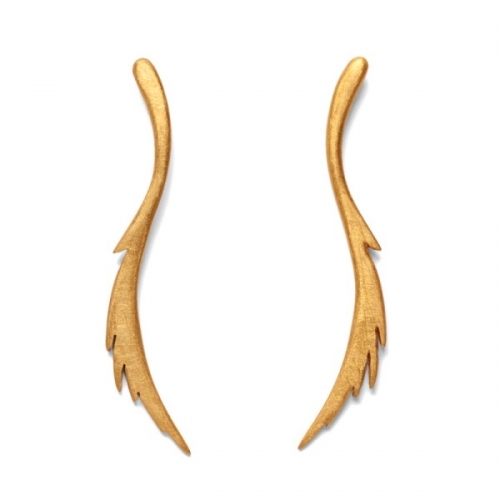 Gold Feather Curve Earrings by De Anna Kiernan