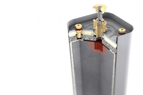 Cutaway illustration of oxygen candle for Molecuar products Ltd