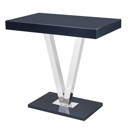 Vienna Glass Bar Table In Black Gloss And Stainless Steel