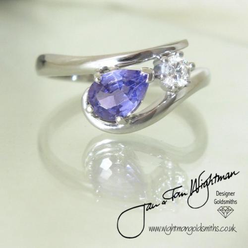 Pretty Sapphire and Diamond ring from our 'Tendrilia' Collection
