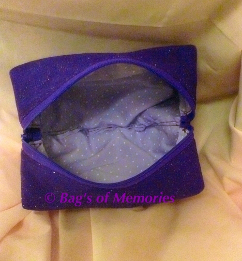 Large size purple glitter cosmetic bag