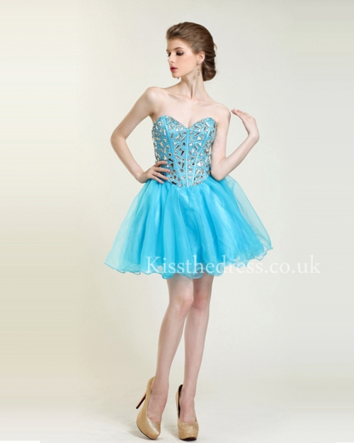 Sky Blue Sweetheart Sequins Homecoming Dress WDL5205