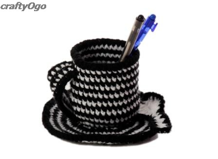 Ready For Tea? (Crochet Pens/Pencils Holder)