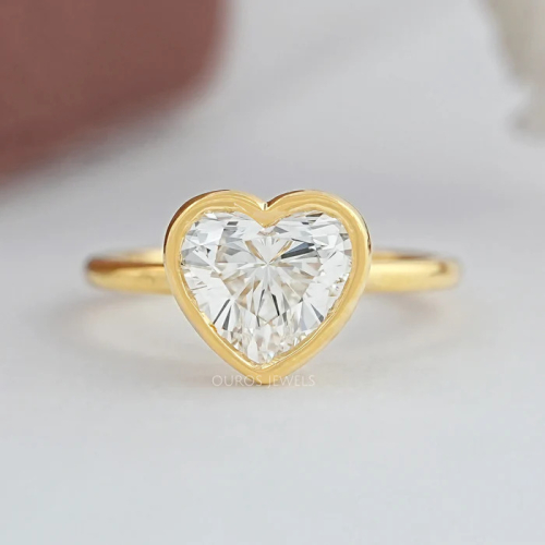 Heart Diamond Bezel Set Soliatire Engagement Ring