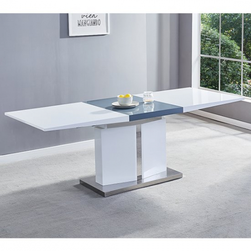 Belmonte Extendable Dining Table Large In White And Grey Gloss