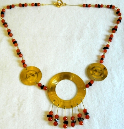 Brass Necklace Carneln Onyx