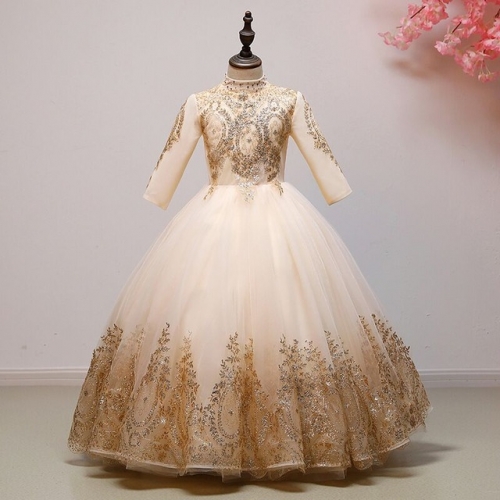 Gold Sequins Wedding Princess Dress Valentine's Day Dress