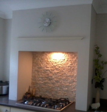 Inglenook surround built with stud work and plaster board