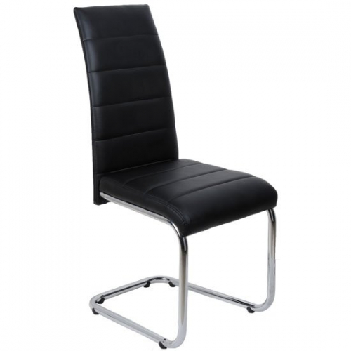 Daryl Faux Leather Dining Chair In Black With Chrome Legs