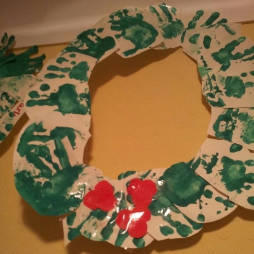 Hand print Christmas Wreath