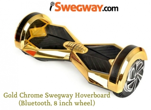 Gold Chrome Swegway Hoverboard Bluetooth 8 Inch Wheel