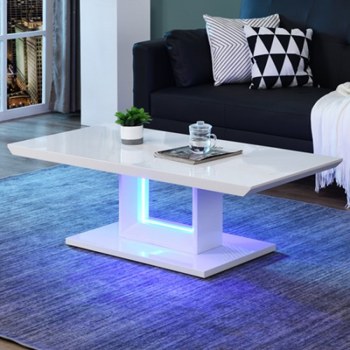 Atlantis LED High Gloss Coffee Table In White