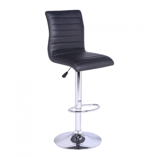 Ripple Bar Stool In Black Faux Leather With Chrome Base