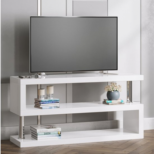 Miami LCD TV Stand In White High Gloss