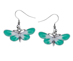 Enamel butterfly earrings - Green