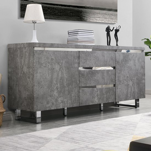 Sydney Large Sideboard In Concrete Effect 2 Doors And 3 Drawers