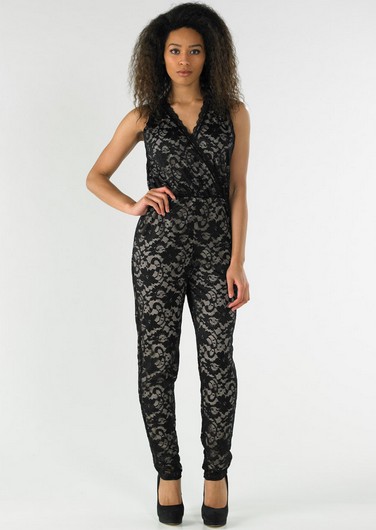 Black Lace Jumpsuit in the Style Of Vanessa