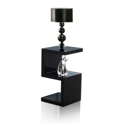 Miami Side Table In Black High Gloss With S Shape Design