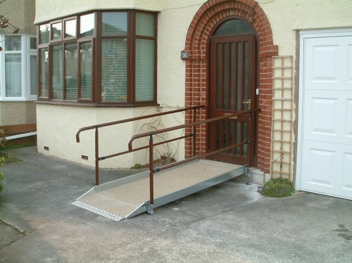 1m x 2.4m Go Access modular disabled wheelchair ramp with handrails but no platform