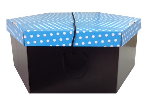 Medium Black / Blue Polka Dot Hat Box