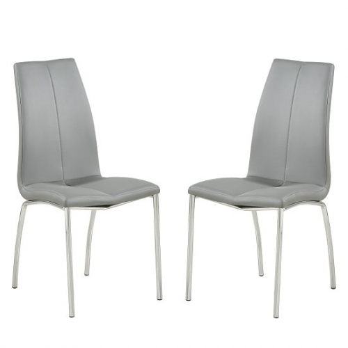 Opal Dining Chair In Grey Faux Leather In A Pair