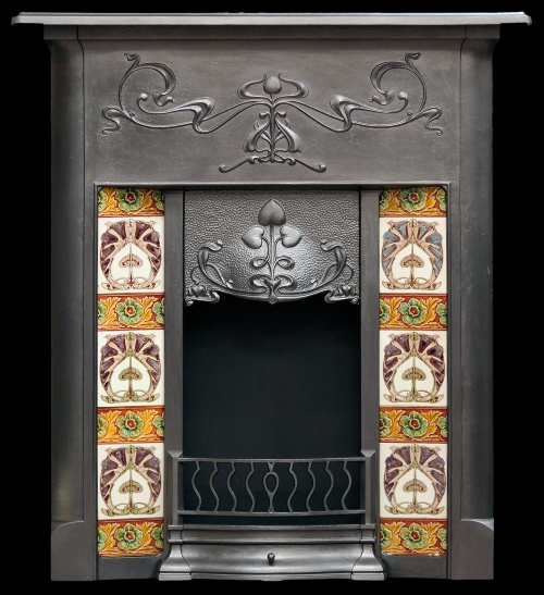 Art Nouveau antique fireplace
