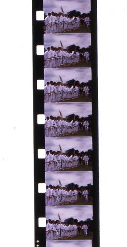 Super8mm cine film, note smaller sprocket holes & larger image area