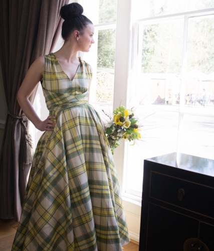 50's inspired Silk Tartan wedding dress