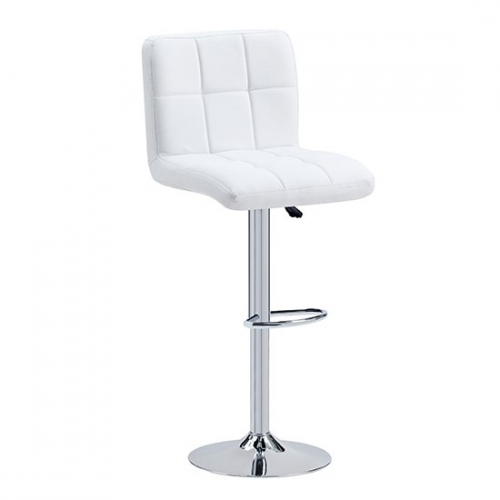 Coco Faux Leather Bar Stool In White With Chrome Base