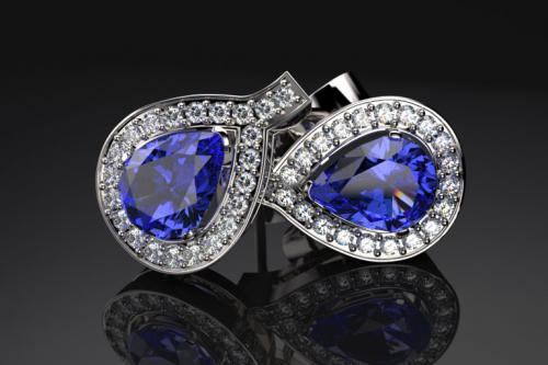 Sapphire and platinum earrings