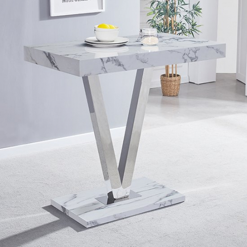 Vienna High Gloss Bar Table With Diva Marble Effect