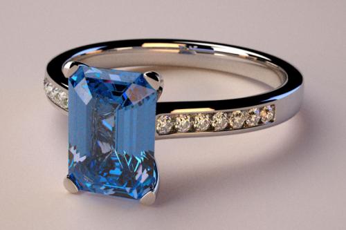 Sapphire and platinum ring