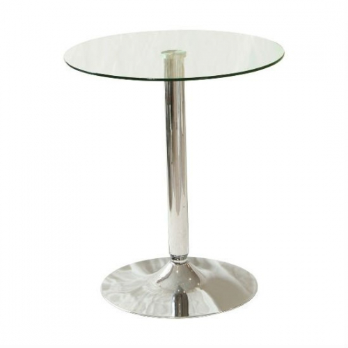 Vetro Bistro Table Round In Clear Glass Top With Chrome Base