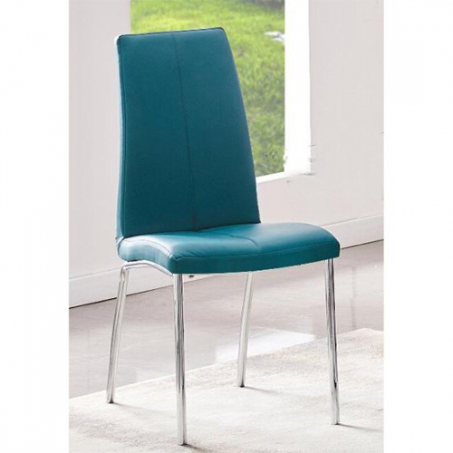 Opal Dining Chair In Teal Faux Leather With Chrome Base