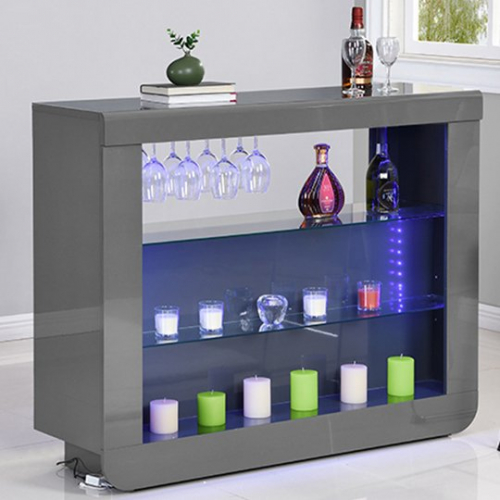 Fiesta Bar Table Unit In High Gloss Grey with LED Lights