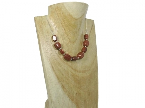 Brown Sandstone Sterling Silver Chain Necklace