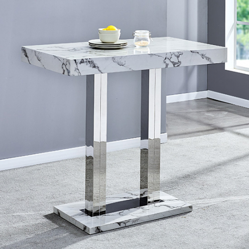 Diva Rectangular Bar Table In Gloss Marble Effect
